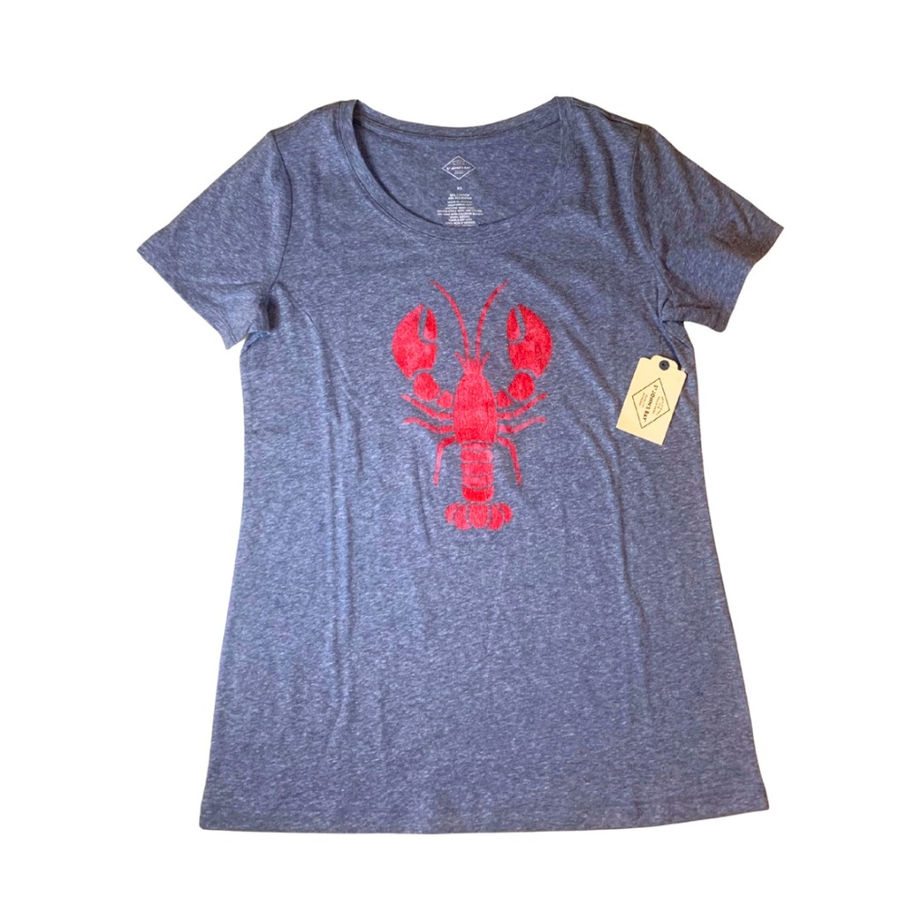 2/$30 St. John’s Bay Navy Blue Red Lobster Graphic Tee Ocean Coastal Beach Vacay - Picture 2 of 9